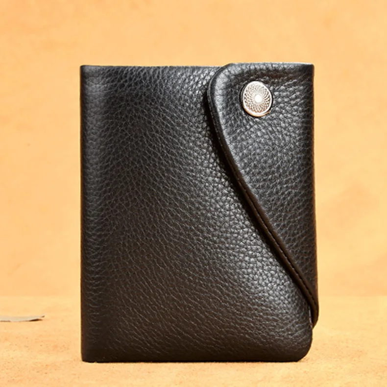 

Korean-style New Style Wallet Men's Short Genuine Leather Verticle Cow Leather Wallet Casual Large-Volume Three Fold Men Youth L