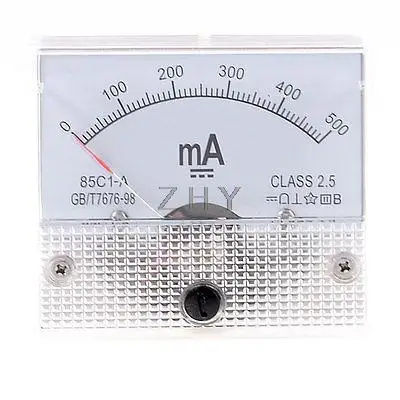 

2.5 Accuracy DC 0-500mA Analog Current Panel Meter Ammeter 85C1-A