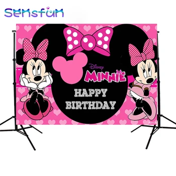 

XQ0026 Cartoon Minnie Mouse Backdrops For Photography Twins Kids Birthday Party Backdrop For Girls Backgrounds For Photo Studio