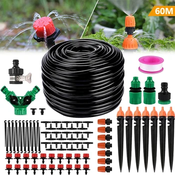 

5M-60M DIY Drip Irrigation System Automatic Watering Garden Irrigation Watering Kit Potted Plant Watering Adjustable Drippers