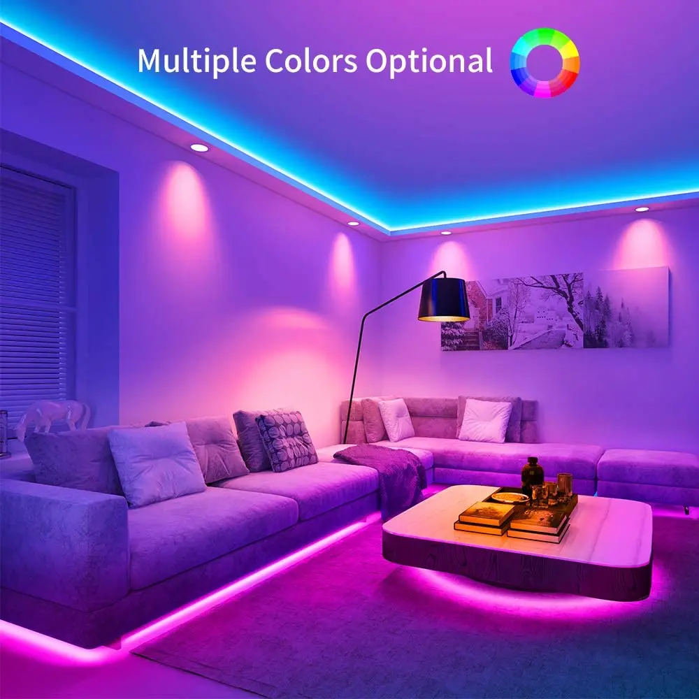 Tira de luces con Bluetooth, accesorio que cambia de Color, SMD5050 resistente agua, sincronización de música, fita RGB, para dormitorio, cocina y fiesta - Luces e iluminación
