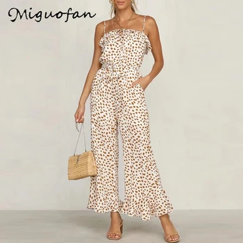 

Miguofan Polka Dot Wide Leg Romper Women rompers ruffles jumpsuits Strap Sleeveless Jumpsuit Ladies Casual Playsuit Summer 2020