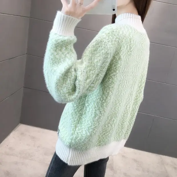 Blusas De Inverno Feminina, пуловер, свитер, 9496 реальное изображение, нижняя этикетка, пряжа, Короткий воротник, вязанная вставка 54