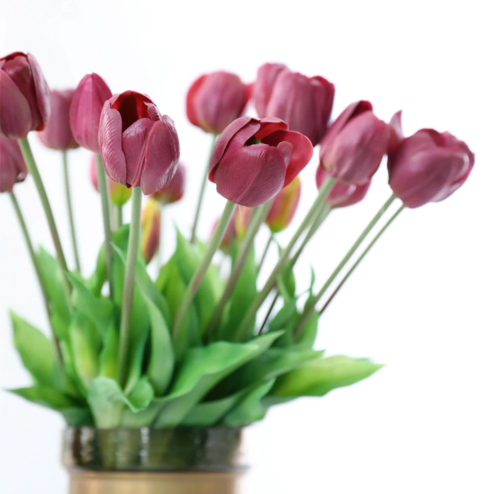 5Pcs bunch Artificial Tulips Flower For Home Wedding Decoration Bride Hand Flowers Real Touch Soft Silicone Tulip flores Decor 8