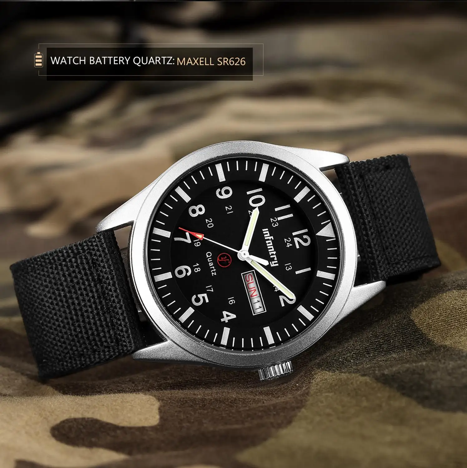 Kaufen INFANTERIE Militär Uhr Männer Glow in Dark Armbanduhr Herren Uhren Top Brand Luxus Armee Sport Datum Wasserdicht Relogio Masculino