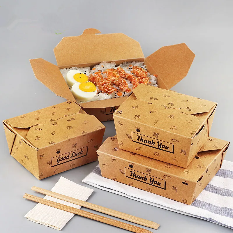25 шт одноразовая Крафтовая бумага на вынос упаковочная коробка жареная курица паста закуски контейнеры для еды гриль для пикника кухонные аксессуары