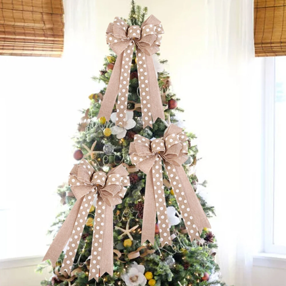 

DIY Christmas Bow Christmas Tree Decoration Xmas Ornament Bowknot Party Home Wedding Decoration New Year Ornaments Gift