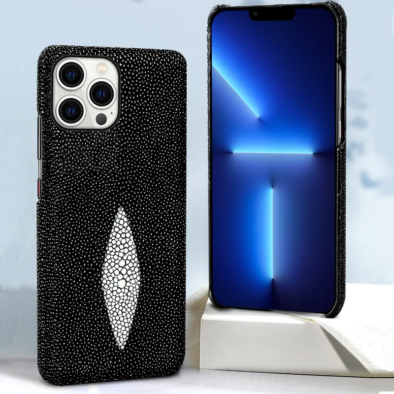 

Stingray Genuine Leather Phone Case For iphone 13 12 Pro Max Mini Business Cover for iphone 6 6s 7 8 Plus X XR XS MAX Xs Coques
