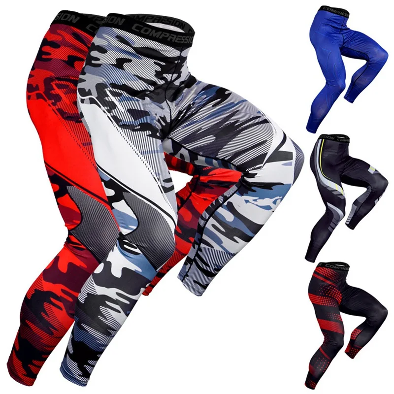Мужские брюки эластичные быстросохнущие обтягивающие компрессионные брюки для фитнеса Спортивная одежда для баскетбола, велоспорта, бега