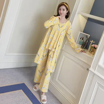 

3pcs Women Pyjamas Sets Autumn Winter Nightwear Sleepwear Suit Thick Warm Pyjamas cotton printed sweet nightgown Female pajama