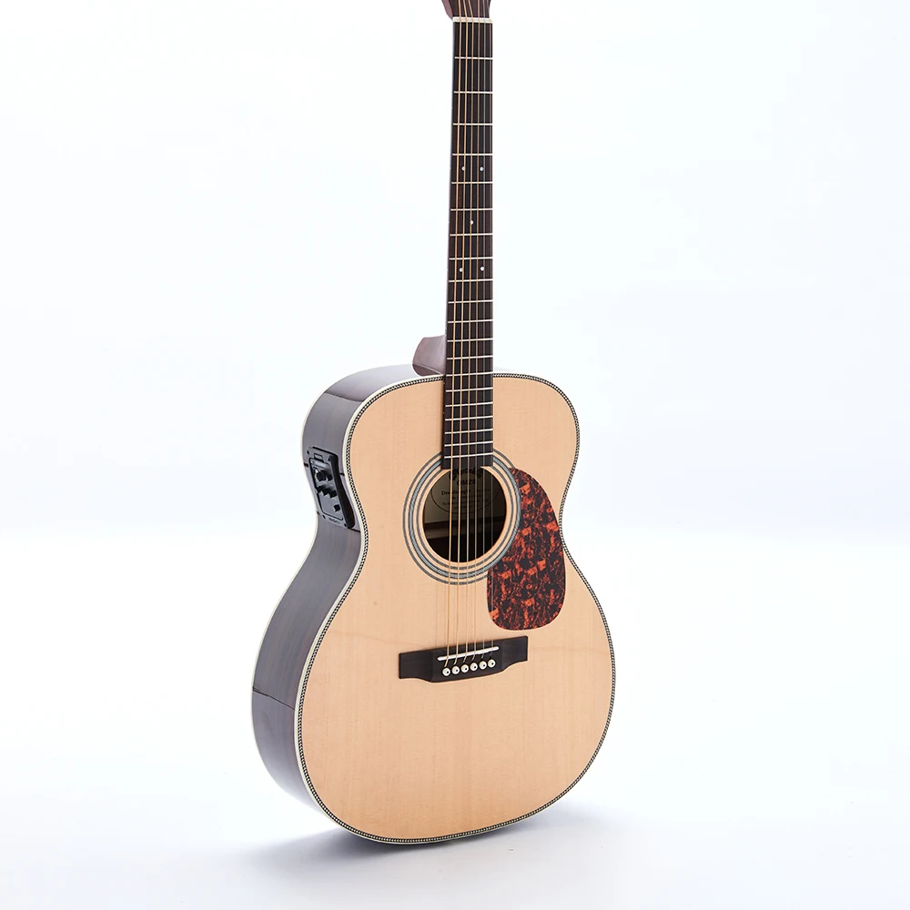 41 дюйм 6 струн OM Style 28E электрическая акустическая гитара Fishman EQ твердая ель Топ