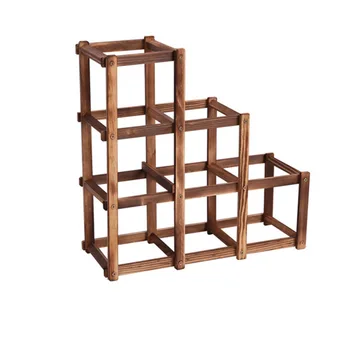

Foldable Charcoal color 6 Grid Wood Wine Holder Fashion Wine Rack Bar/Home/Restaurant Decor Kitchen Holder Display Shelf Organiz