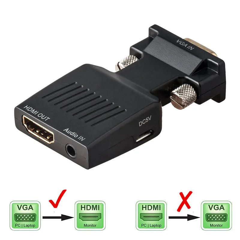 VGA al Convertitore di HDMI Con Audio Full HD VGA a HDMI adattatore con Uscita Video 1080P HD per P