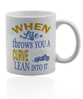 

Gifts 11 oz. white ceramic cup. Coffee mug motorcycle.