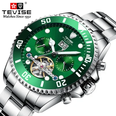 

Men Watch TEVISE Brand Luxury Automatic Mechanical Wristwatches Tourbillon Automatico Clock Full Stainless Steel Self-Wind Gifts