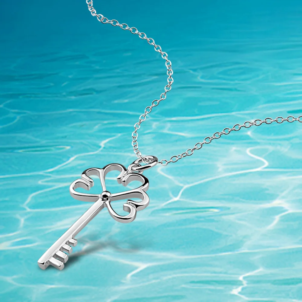 925 sterling silver key pendant necklace, exquisite jewelry key