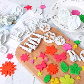 

33 sets of 10 baking tools Fondant Cutter Plastic Cake Mold DIY Fondant Cake Decorating Tools Plunger Paste Sugar Craft Die