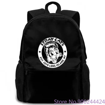 

Mens Stray Cats Established 1979 Slim Fit Graphic Printed Black women men backpack laptop travel school adult