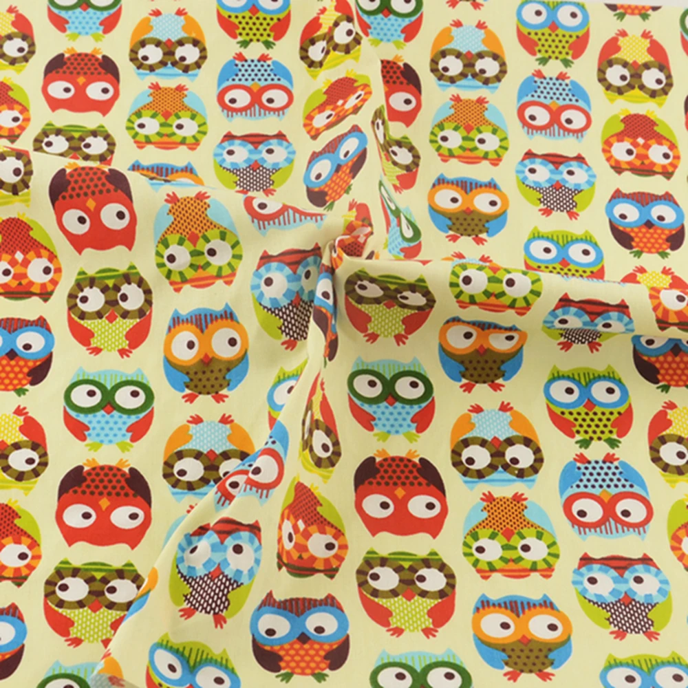 Blue Owls Cotton Fabric Patchwork Quilting Sewing Cloth Crafts Bedding Decoration Teramila Fabrics Tissue Home Textile Cute Bird|cotton patchwork