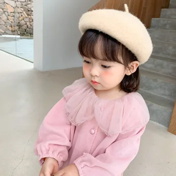 

1 2 3 4 5 6 Years Baby Girls Coats Solid Doll Collar Girl Kids Cardigan Outerwear Autumn New Korean Sweater Coat for Toddlers