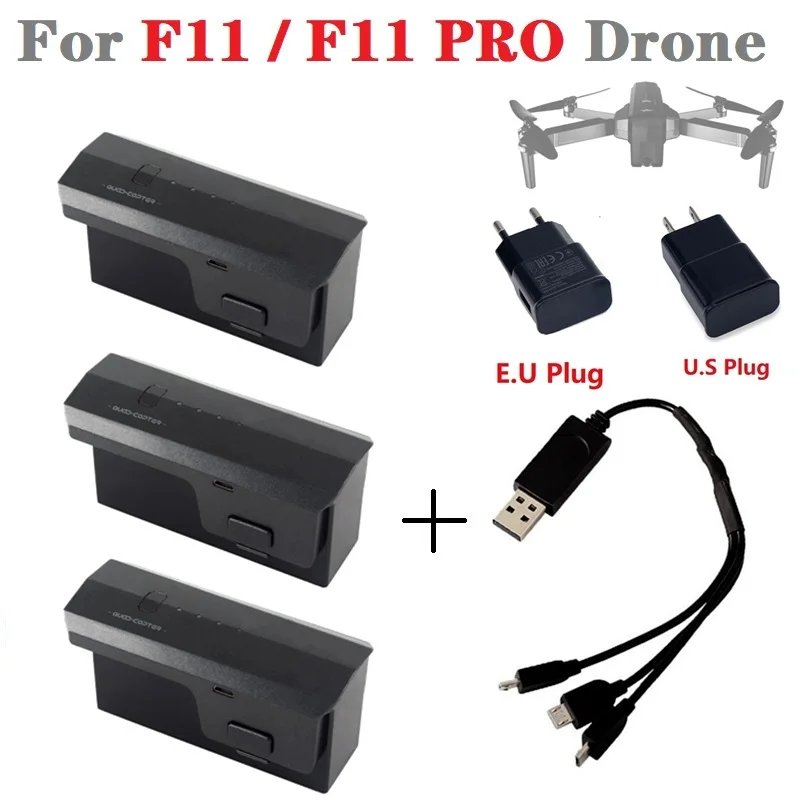 

Оригинальный литий-ионный аккумулятор 11,1 В 2500 мАч F11/F11 PRO с 3-в-1 USB зарядным устройством для F11 дрона радиоуправляемого квадрокоптера запасные части