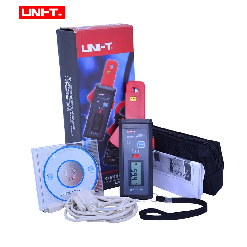 UNI-T UT258A AC/DC токоизмерительный прибор для измерения утечки 10000-граф Автоматический диапазон Тестер Утечки тока RS-232 передачи данных/удержания/хранения
