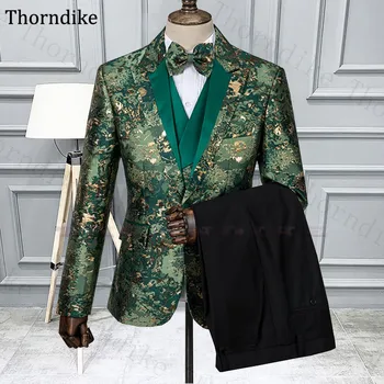 

Thorndike Floral Print Wedding Suit Custom Made 3 Pieces(Jacket+Pants+Vest) Green Men Suit 2020 Custom Made Party Prom Suits Set