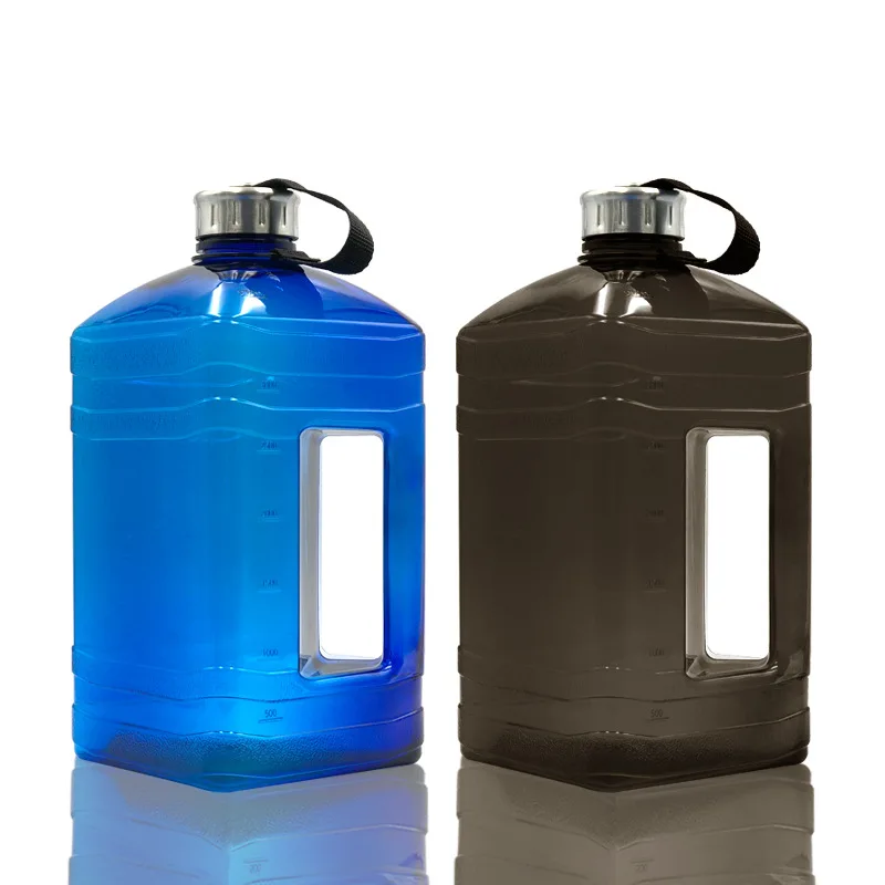 New Style 3.8L Sports Bottle PETG Gym Large Capacity Plastic Square Dumbbell Portable Bucket Vessel