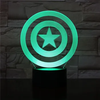 

3D Lamp Marvel Movie Captain America The Shield for Bedside Decoration Touch Sensor Led Night Light Lamp Unique Gift for Child