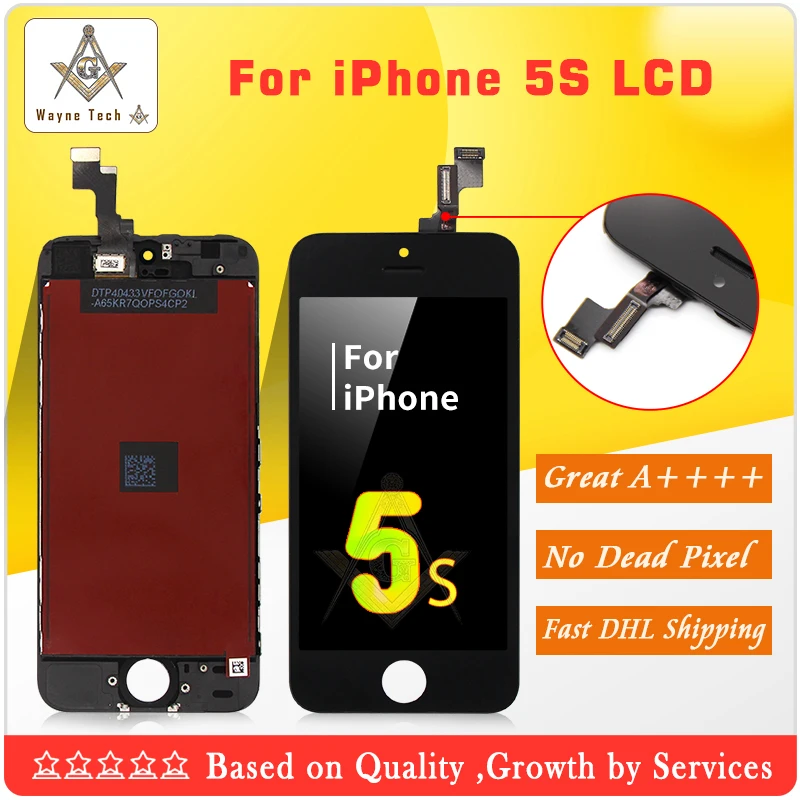 40 шт./лот AAA Качество без битых пикселей ЖК-сборка для iPhone 5S Замена 100% тестирование