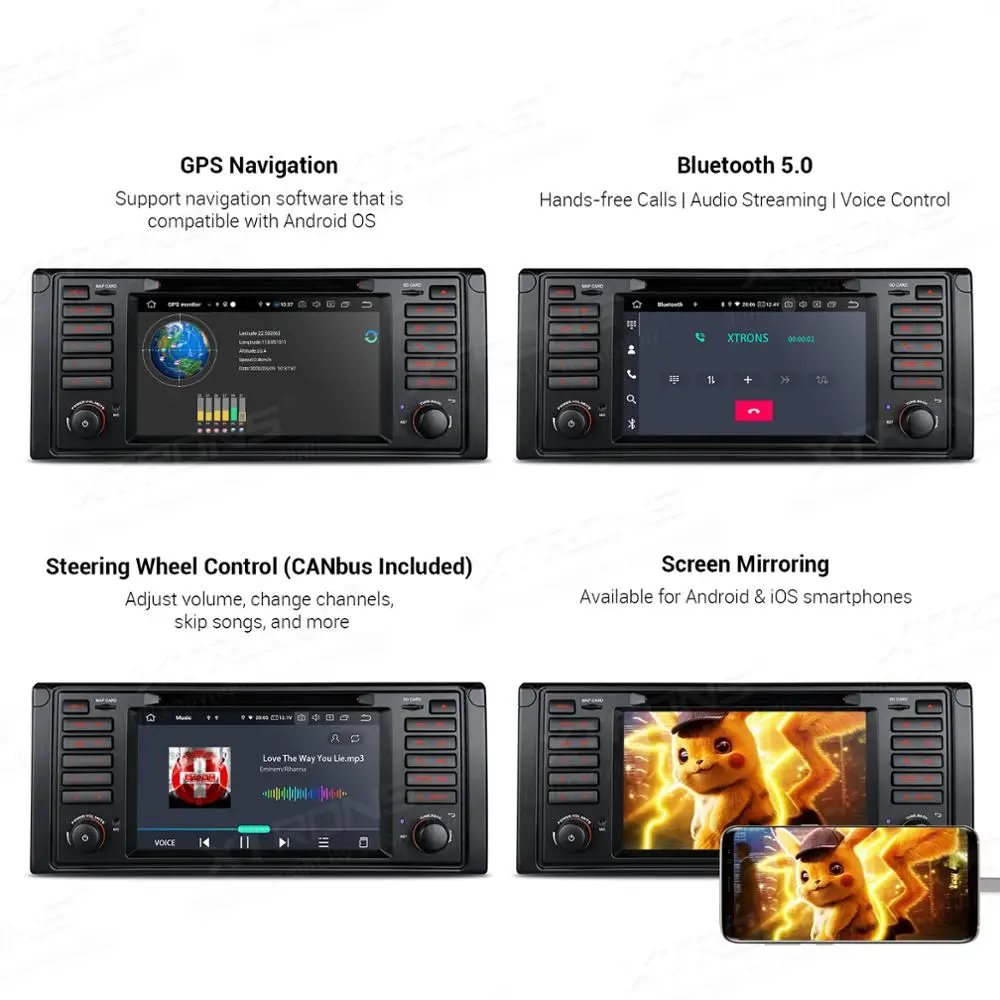 XTRONS автомобильный стерео DVD плеер Qualcomm Bluetooth 5 0 Android 10 PX6 для BMW E39 1995 2003