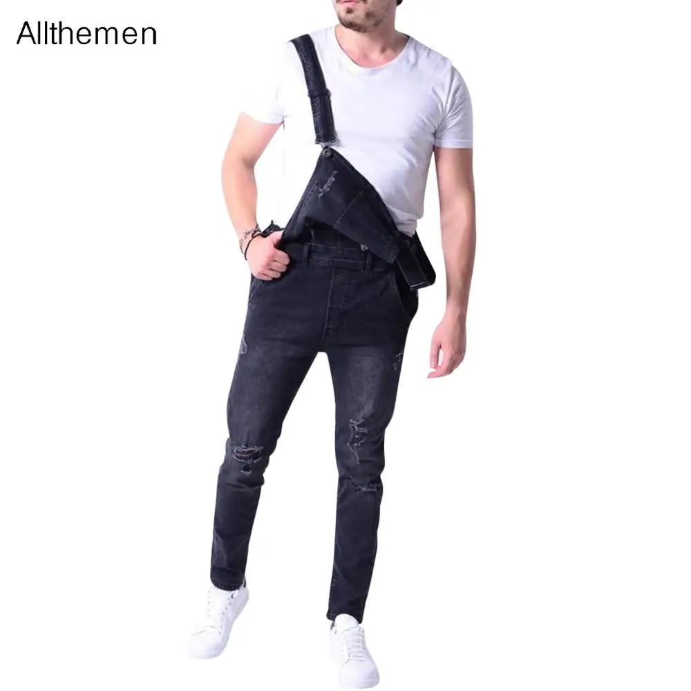 Модные мужские джинсовые комбинезоны Allthemen модные мото байкерские джинсы брюки