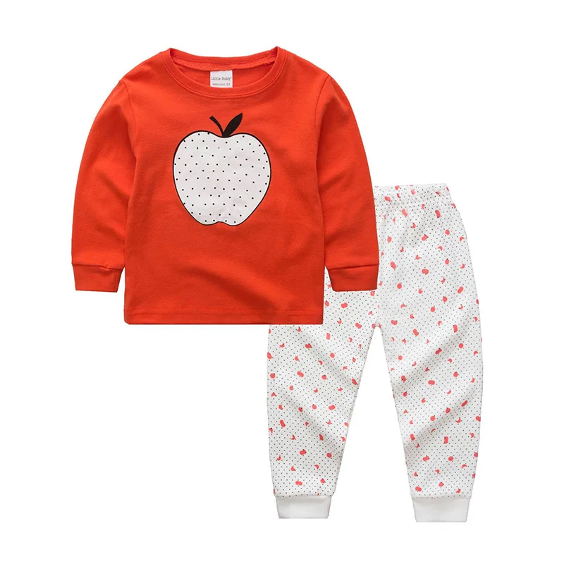 Новые пижамные комплекты для мальчиков, милая одежда для сна с длинными рукавами и принтом для девочек, осенне-зимняя теплая Домашняя одежда из хлопка для детей - Цвет: sy203