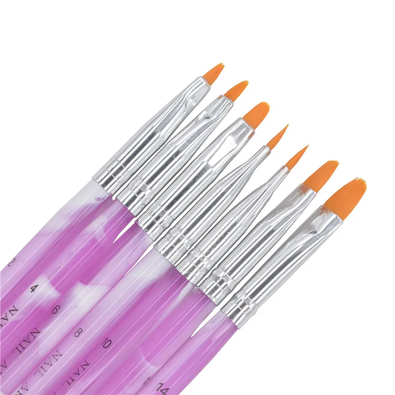 7 Pcs/Pack Acrylic Nail Art Tips UV Gel Builder Set Painting Brush Design Pen DIY 21