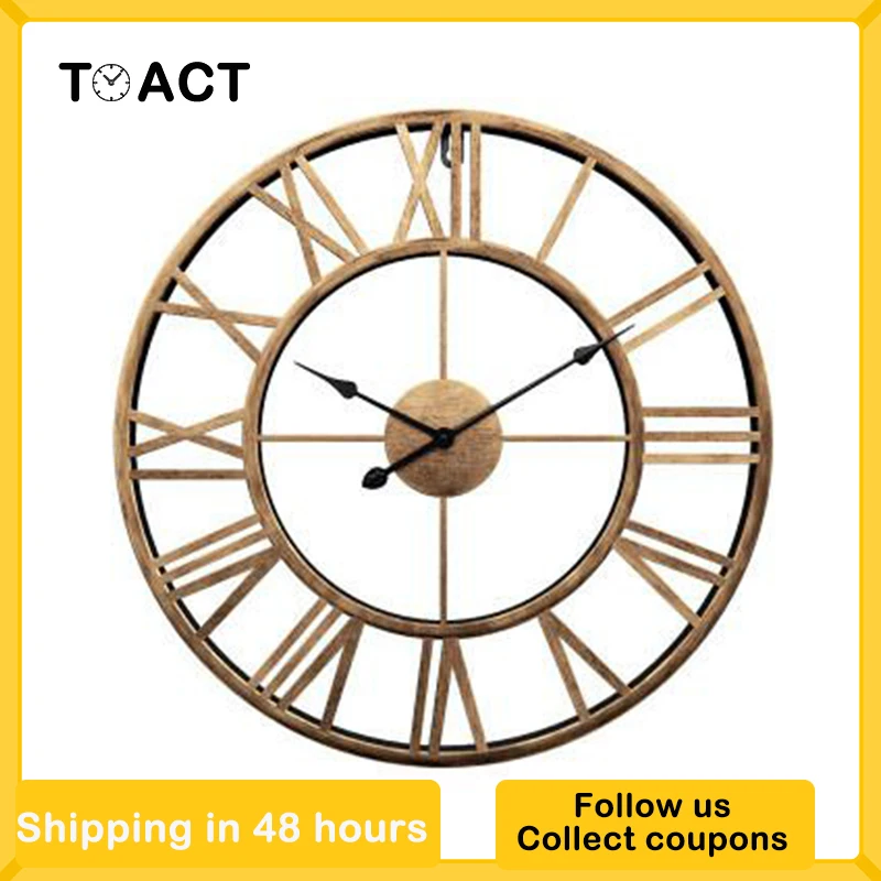 3d Large Retro Black Iron Art Hollow Wall Clock Modern ...