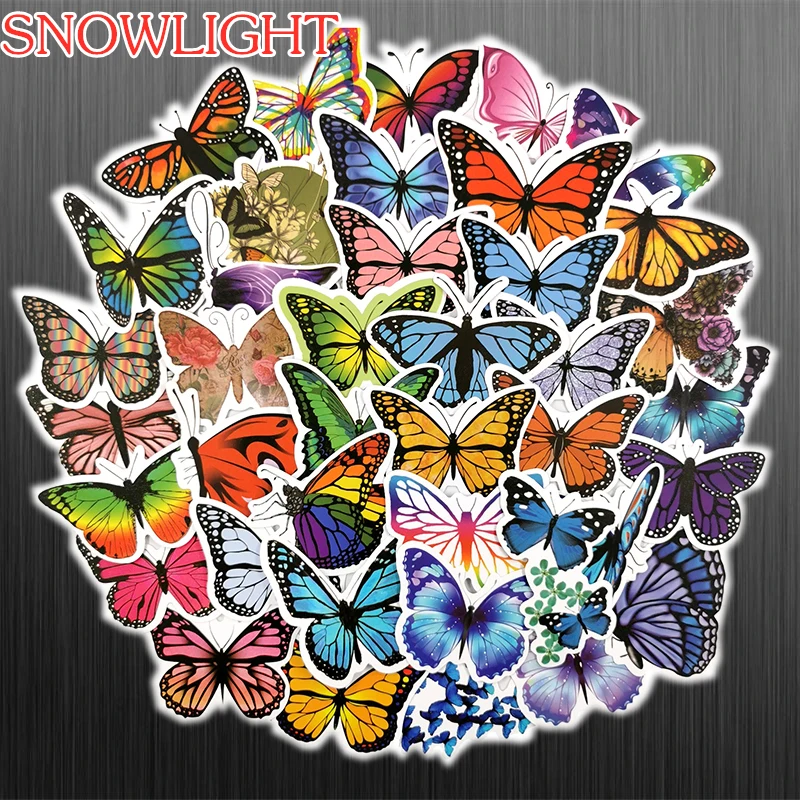 10/50pcs/pack Colorful Butterfly Scrapbooking Stickers Waterproof Skateboard Luggage Guitar Graffiti Kid Toy Decals Pasters Gift