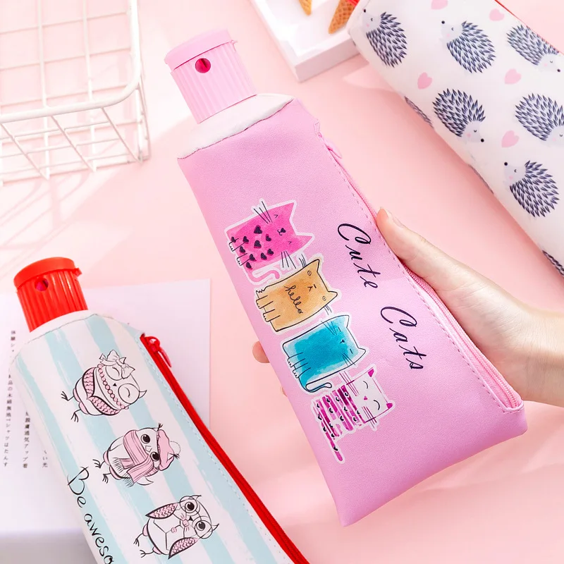 

Cute Toothpaste PU Leather Pencil Case With Sharpener Kawaii Cat Unicorn Pencil Bags Pen Case Korean Stationery School Supplies
