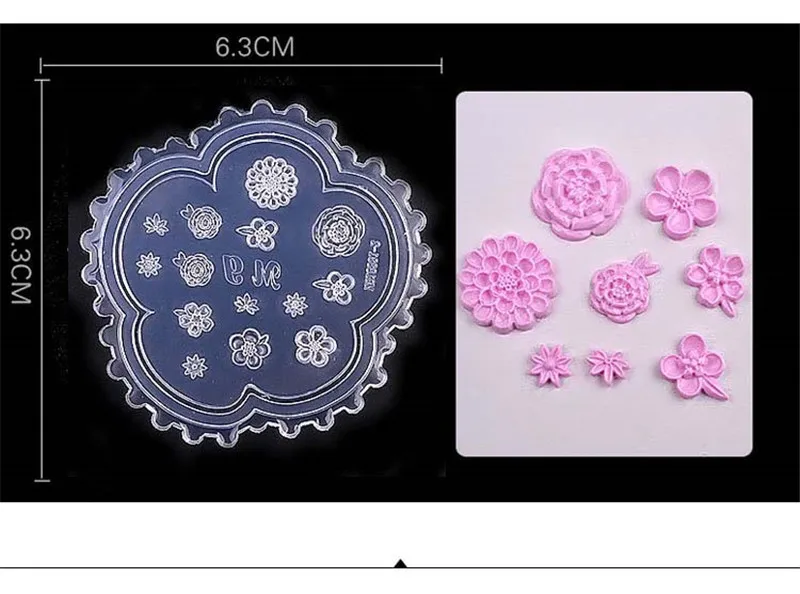 1 шт 6 размеров силиконовые резные формы для УФ-3D украшения ногтей формы для дизайна ногтей Цветочные наклейки для ногтей штамповочные пластины инструмент для самостоятельного изготовления гель-лака - Цвет: E-1pcs