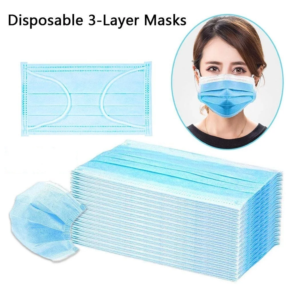 

Fast delivery Hot Sale 3-layer mask Face Mouth Masks Non Woven Disposable Anti-Dust Meltblown cloth Masks Adult Earloops Masks