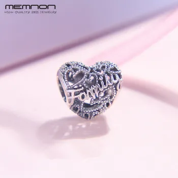 

2019 Autumn New 925 Sterling Silver jewelry Family Heart Charms Beads Fit Bracelet Bangle for Women DIY Memnon Jewellery Gift