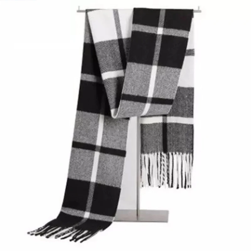 Autumn and winter new men's scarves warm Korean plaid imitation cashmere wild classic men and women scarf Shawl - Цвет: D003-7