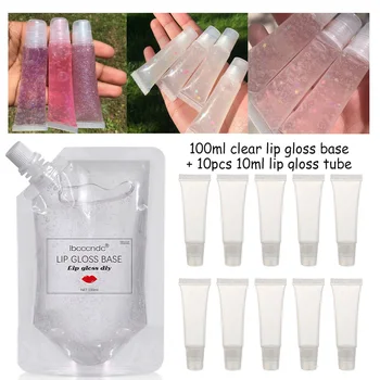 

100ml Transparent Lip Gloss Base Oil DIY Lip Gloss with Lip Gloss Tubes Container Raw Material Gel Moisturizing