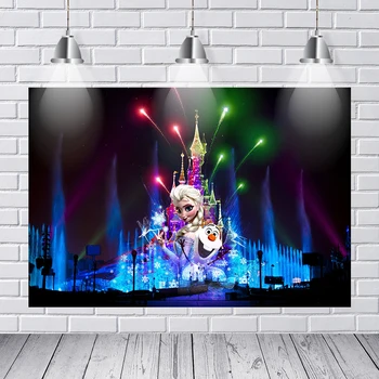 

Frozen Themed Birthday Party Backdrop Anna and Elsa Princess Customized Photo Background for Dessert Table Wall Decor Banner