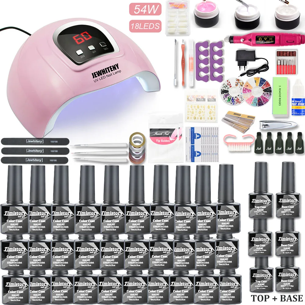 Nail Art Set 120W/54W UV LED LAMP Dryer & 30/20/10 Color Gel Nail Polish Set Kit Nail Tools Gel Varnish Manicure Tools Kit