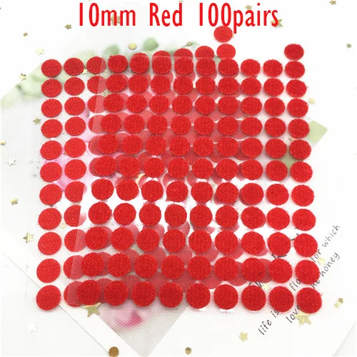 Red 10mm 100Pairs 10/15/20/25/30 мм самоклеящаяся крепежная лента на застежке-липучке, сильный клей Magic Стикеры белая дисковая черные монеты на застежке-липучке лента для домашнего Применение - Цвет: Red 10mm 100Pairs