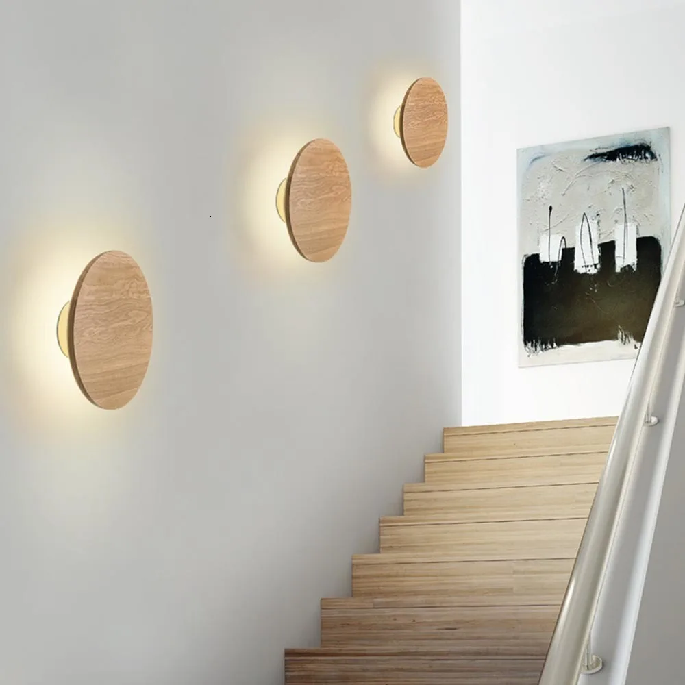 

Modern Nordic Wood Eclipse LED Wall Lamp Sconce Light Home Porch Bedroom Bedside Wall Lamp Lighting Fixture Wall Art Home Decor