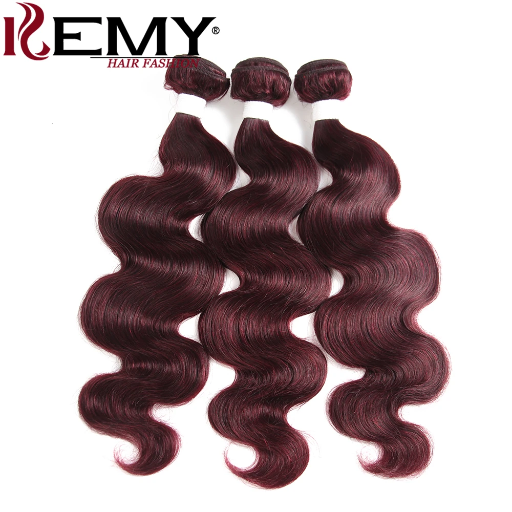 99J/Burgundy Body Wave Human Hair Bundles With Closure 4x4 KEMY HAIR Brazilian Hair Weave Bundles With Lace Closure Non-Remy