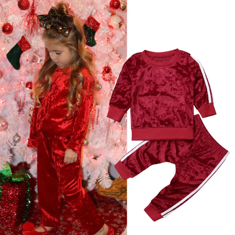  Fashion Autumn WInter Toddler Kids Tracksuit Toddler Baby Girls Boys Soft Velvet Outfits Clothes St