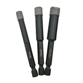 

3Pk (8Mm+10Mm+12Mm) Vacuum Brazed Diamond Drilling Bits For Stone Porcelain/Tile Masonry Dry Drilling Quick-Fit Shank