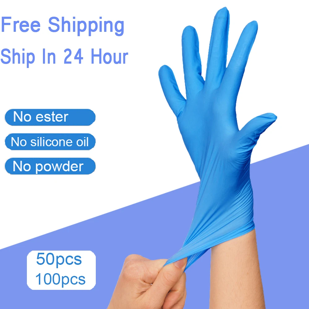 

50/100pcs Disposable Nitrile Gloves Latex Universal Guante Home Cleaning /Lab/Food/Rubber/dishwashing/Garden/Beauty Salon